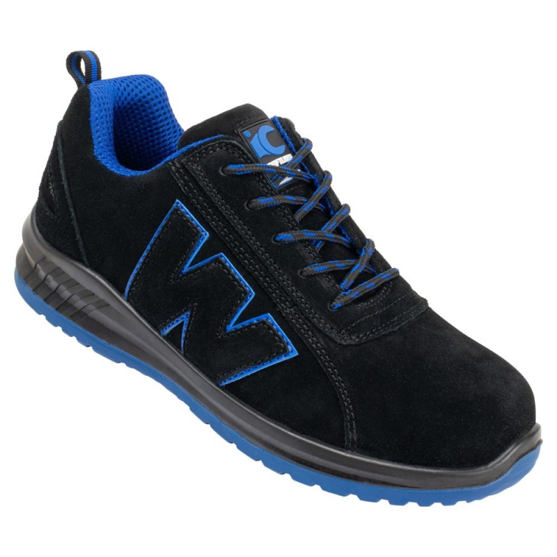 1 Paar CRAFTLAND Halbschuhe EN ISO 20345 S1P FO SR, schwarz/blau, Sicherheits-Schuhe für hohen Tragekomfort