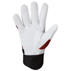 60 Paar CARVER ELYSEE Handschuhe aus Nappa-Leder und Elasthan, weiss/rot, CAT 2