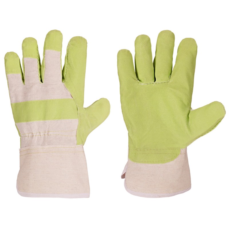120 Paar KLH Handschuhe aus Kunstleder in Grün, Schutzklasse CAT 2 für optimalen Grip und Komfort