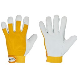 120 Paar KHANPUR GOODJOB® Handschuhe aus Nappa-Leder und Baumwolle, gelb, CAT 2