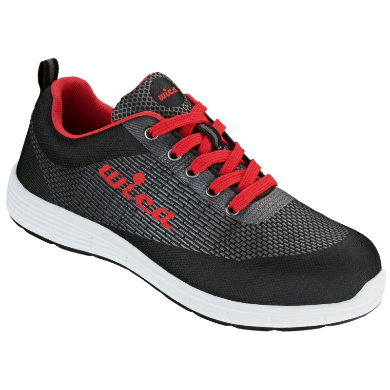 1 Paar Pollino Halbschuhe WICA® Sicherheitsklasse EN ISO 20345 S1P SRA dunkelgrau/rot