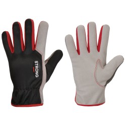 120 Paar VIGAN STRONGHAND® Handschuhe aus synthetischem Leder und Polyester in Schwarz-Rot/Grau, CAT 2