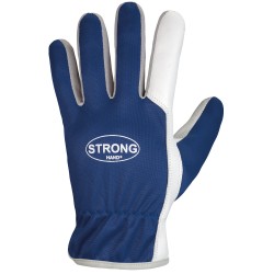 120 Paar DAVAO STRONGHAND® Handschuhe aus Schafsleder und Polyester, blau/silber-grau/natur, CAT 2