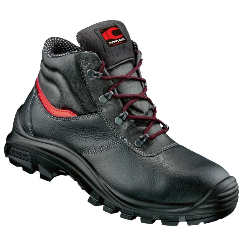 1 Paar CRAFTLAND Schnürstiefel EN ISO 20345 S3 HRO aus schwarzem Leder für hohe Sicherheit und Komfort