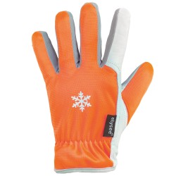 60 Paar GROEDEN ELYSEE® Handschuhe aus Schafsleder und Polyester in Hi-Vis Orange/Silber-Grau, CAT 2