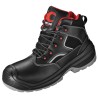 1 Paar CRAFTLAND Schnürstiefel aus Leder in Schwarz/Rot, EN ISO 20345:2011 S3 SRC zertifiziert