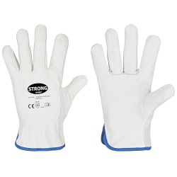 60 Paar Silverstone Stronghand Handschuhe aus Rind-Nappa-Leder in Natur, CAT 2 zertifiziert für hohe