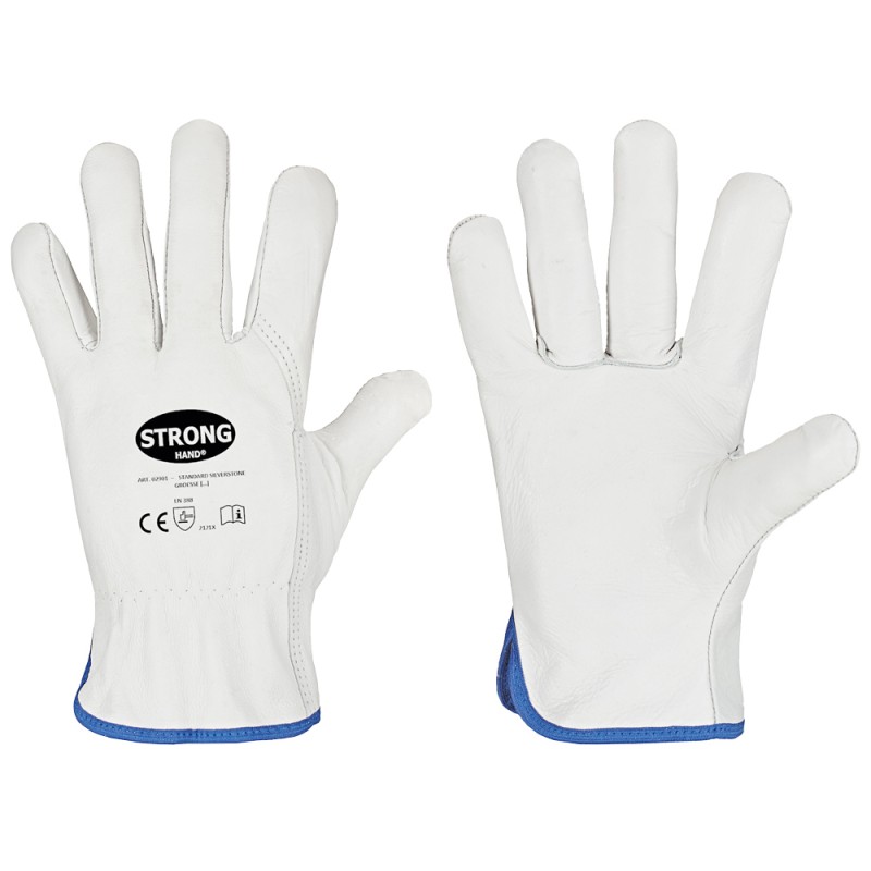 60 Paar Silverstone Stronghand Handschuhe aus Rind-Nappa-Leder in Natur, CAT 2 zertifiziert für hohe