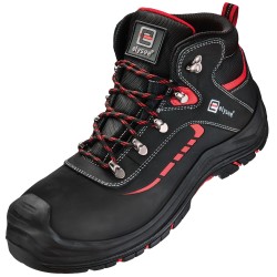 1 Paar ELYSEE Schnürstiefel EN ISO 20345 S3 HRO SR FO aus Schwarz/Rotem Leder