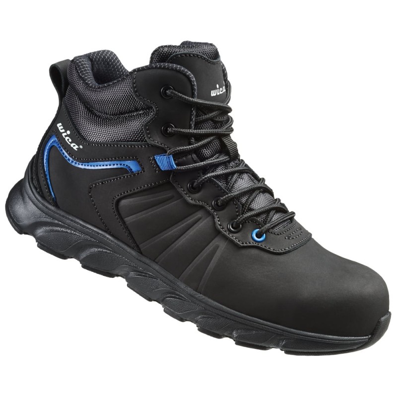 1 Paar WICA Schnürstiefel Sicherheitsstiefel Schwarz/Blau EN ISO 20345:2011 S3 SRC