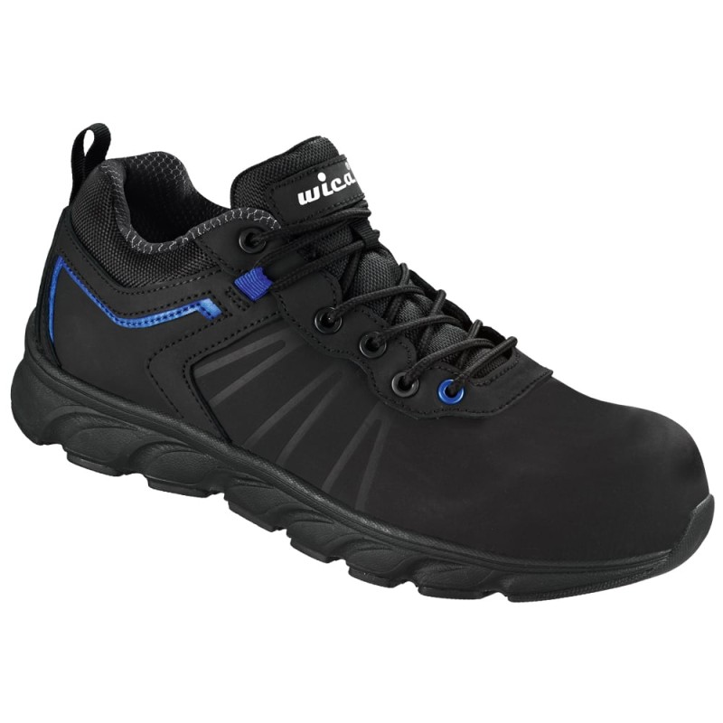 1 Paar VEZZO Halbschuhe aus WICA® in Schwarz/Blau, EN ISO 20345:2011 S3 SRC zertifiziert
