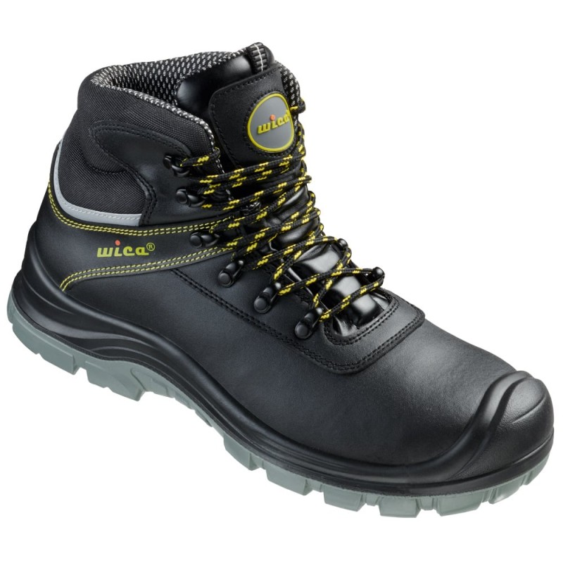 1 Paar RIVELLO Schnürstiefel EN ISO 20345 S3 SRC aus schwarzem und gelbem WICA®-Material