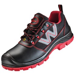 1 Paar Belluno Halbschuhe S3 FO SR ESD aus WICA® in Schwarz/Rot, Grösse 38