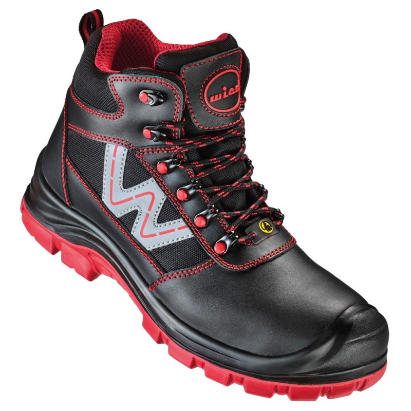 1 Paar WICA Schnürstiefel EN ISO 20345 S3 FO SR ESD Schwarz/Rot