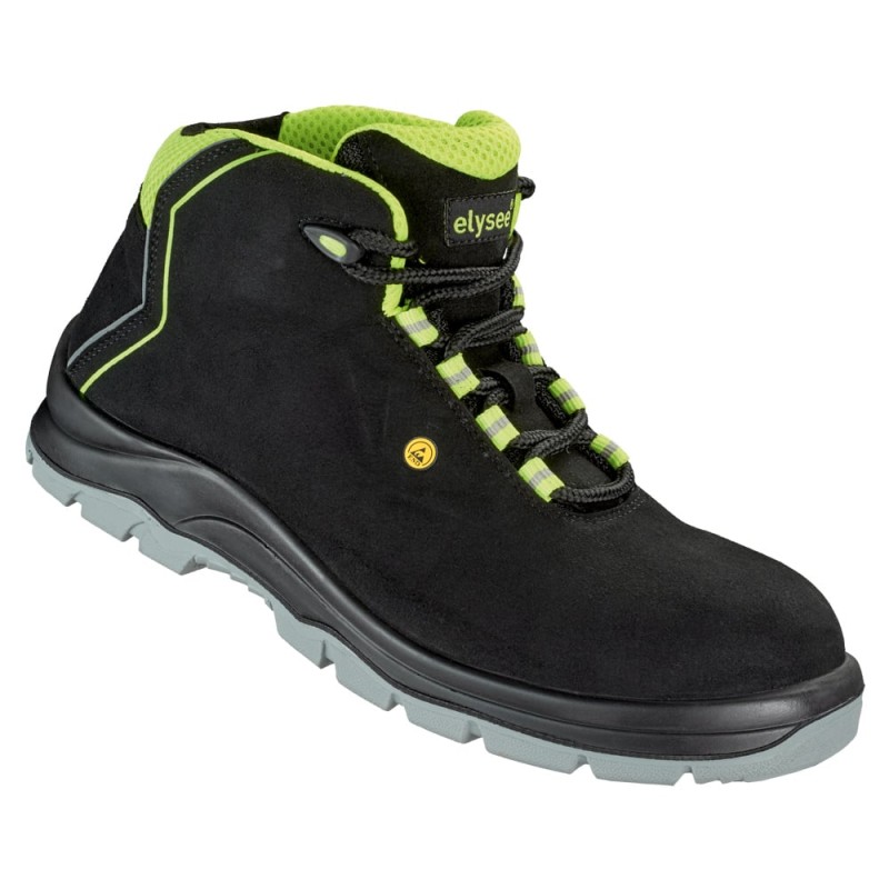 1 Paar ELYSEE Schnürstiefel aus Leder, schwarz-gelb, EN ISO 20345:2011 S3 ESD SRC zertifiziert