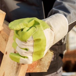 120 Paar KLH Handschuhe aus Kunstleder in Grün, Schutzklasse CAT 2 für optimalen Grip und Komfort