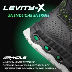 1 Paar JUPITER S3 Halbschuhe Levity-X Schwarz/Grün EN ISO 20345 S3 SRC ESD