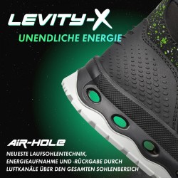 1 Paar Levity-X Halbschuhe S3 ESD Schwarz/Grün EN ISO 20345 SRC
