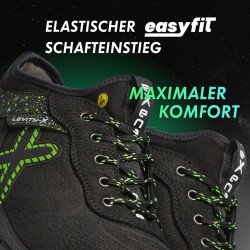 1 Paar Levity-X Halbschuhe S3 ESD Schwarz/Grün EN ISO 20345 SRC