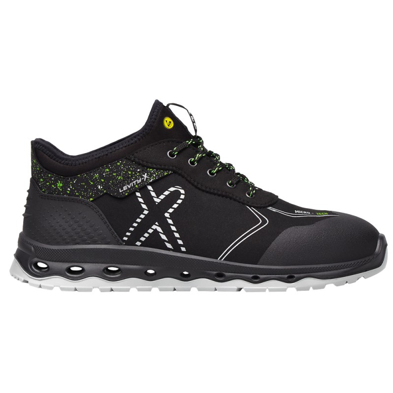 1 Paar Levity-X Halbschuhe EN ISO 20345 S3 SRC ESD Schwarz/Grün