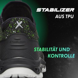 1 Paar Levity-X Halbschuhe EN ISO 20345 S3 SRC ESD Schwarz/Grün