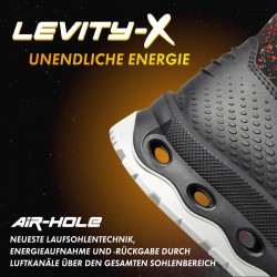 1 Paar Levity-X Halbschuhe EN ISO 20345 S1P SRC ESD aus schwarzem und orangefarbenem Material
