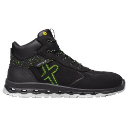 1 Paar Levity-X Schnürstiefel S3 ESD Schwarz/Grün EN ISO 20345 SRC, rutschfest und sicherheitszertifiziert