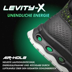 1 Paar Levity-X Schnürstiefel S3 ESD Schwarz/Grün EN ISO 20345 SRC, rutschfest und sicherheitszertifiziert