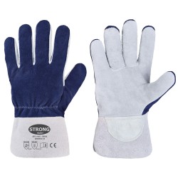 60 Paar DELHI STRONGHAND® Schnitthandschuhe aus Rind-Vollleder in Blau/Natur, Schutzlevel F, CAT 2