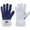 60 Paar DELHI STRONGHAND® Schnitthandschuhe aus Rind-Vollleder in Blau/Natur, Schutzlevel F, CAT 2