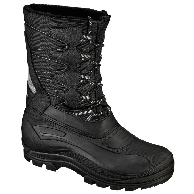 1 Paar Seiland Winterschnürstiefel aus robustem Material in Schwarz/Grau