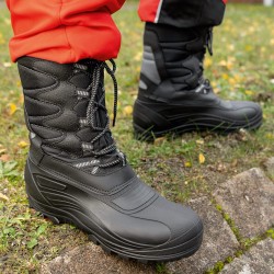1 Paar Seiland Winterschnürstiefel aus robustem Material in Schwarz/Grau