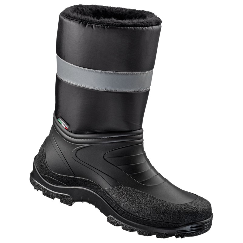 1 Paar Skagen Winterschlupfstiefel aus schwarzem Material mit Reflexstreifen für optimale Sichtbarkeit