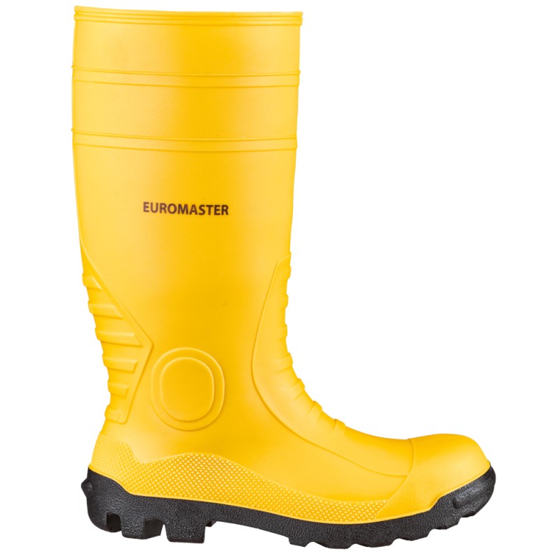 1 Paar EUROMASTER PVC-Stiefel EN ISO 20345 S5 Gelb, rutschfest und robust für optimale Sicherheit und Komfort