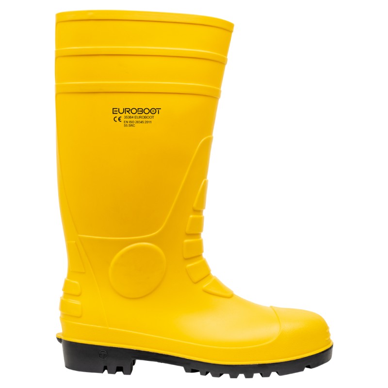 1 Paar EUROBOOT PVC-Stiefel EN ISO 20345 S5 gelb, rutschfest und robust für optimalen Schutz bei Arbeiten