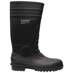 1 Paar Euroboot S5 SR PVC-Stiefel, schwarz, rutschfest, mit Schutzklasse EN ISO 20345 für maximale Sicherheit