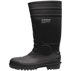1 Paar Euroboot S5 SR PVC-Stiefel, schwarz, rutschfest, mit Schutzklasse EN ISO 20345 für maximale Sicherheit