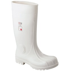 1 Paar SAFE GIGANT Stiefel EN ISO 20345 S4 aus wasserdichtem Material in Weiss mit Reflexelementen