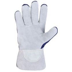 60 Paar DELHI STRONGHAND® Schnitthandschuhe aus Rind-Vollleder in Blau/Natur, Schutzlevel F, CAT 2