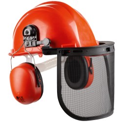 1 Set Waldarbeiter-Helm mit Gehör- und Gesichtsschutz, orange, für optimalen Schutz und Sicherheit bei der Arbeit