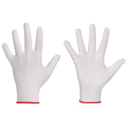 240 Paar WEIFANG STRONGHAND® Handschuhe aus Polyester mit Vinyl-Noppen, weiss, Kategorie 1