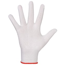 240 Paar WEIFANG STRONGHAND® Handschuhe aus Polyester mit Vinyl-Noppen, weiss, Kategorie 1