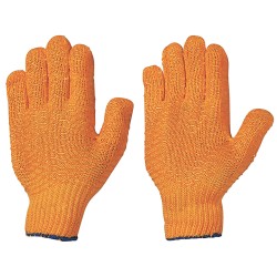 120 Paar CRISS-CROSS STRONGHAND® Handschuhe aus Polyacryl/Polyester mit transparenter, oranger Beschichtung, Kat 2