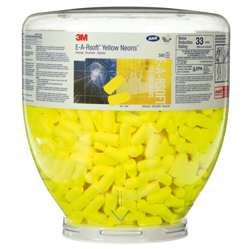500 Paar E-A-R-SOFT™ Yellow Neons™ Nachfüll-Ohrstöpsel, EN 352-2, komfortabel und schalldämmend