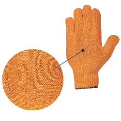 120 Paar CRISS-CROSS STRONGHAND® Handschuhe aus Polyacryl/Polyester mit transparenter, oranger Beschichtung, Kat 2