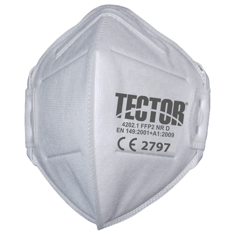 20 Stück TECTOR FFP2 NR D Faltmaske ohne Ausatemventil, zertifiziert nach EN 149:2001 + A1:2009