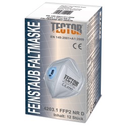 12 Stück TECTOR FFP2 NR D Faltmaske mit Ausatemventil, zertifiziert nach EN 149:2001 + A1:2009