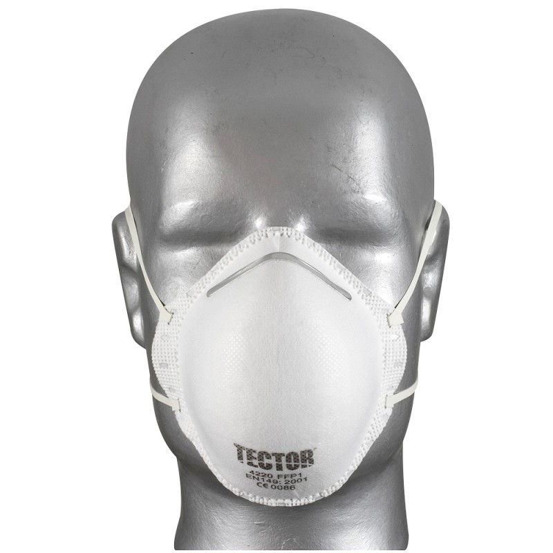 20 Stück TECTOR FFP1 NR Feinstaubmasken ohne Ausatmungsventil, zertifiziert nach EN 149:2001 + A1:2009