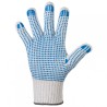 240 Paar KORLA STRONGHAND® Arbeitshandschuhe aus Baumwolle und Polyester mit Vinyl-Noppen in Weiss und Blau, Kat 2
