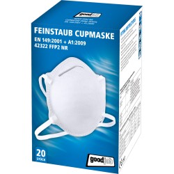 20 Stück GOODJOB® FFP2 NR Feinstaubmaske ohne Ausatmungsventil, zertifiziert nach EN 149:2001 + A1:2009